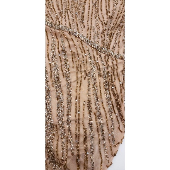 Mac Duggal Long Sleeve Beaded Column Evening Gown Embellished Size 12 Mocha 5240 - Picture 12 of 16